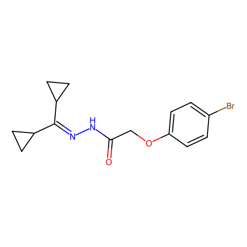 2-(4-bromophenoxy)-N'-(dicyclopropylmethylene)acetohydrazide structure