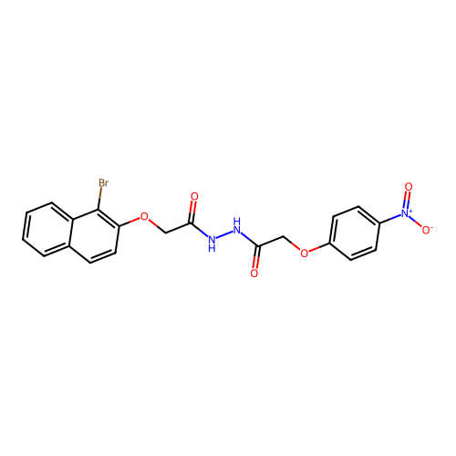 2-[(1-bromo-2-naphthyl)oxy]-N'-({4-nitrophenoxy}acetyl)acetohydrazide structure