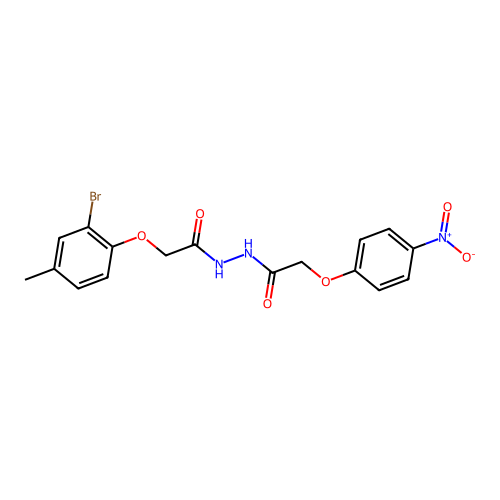 2-(2-bromo-4-methylphenoxy)-N'-[(4-nitrophenoxy)acetyl]acetohydrazide structure