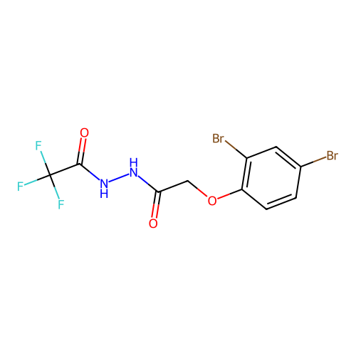 N'-[(2,4-dibromophenoxy)acetyl]-2,2,2-trifluoroacetohydrazide structure