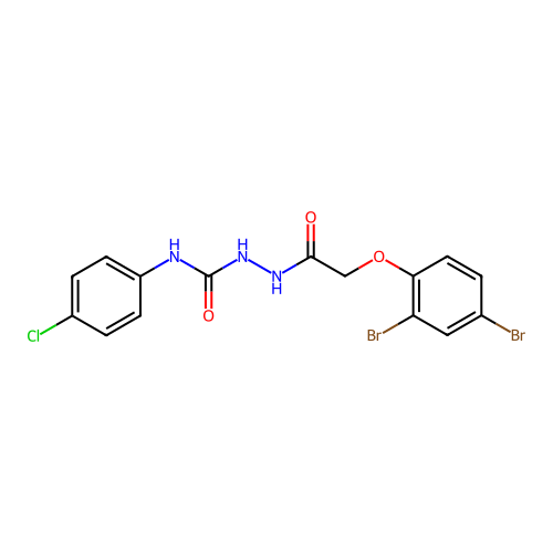 N-(4-chlorophenyl)-2-[(2,4-dibromophenoxy)acetyl]hydrazinecarboxamide structure