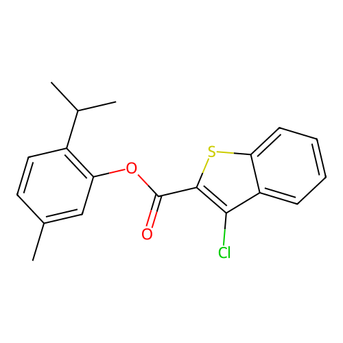 2-Isopropyl-5-methylphenyl 3-chloro-1-benzothiophene-2-carboxylate structure