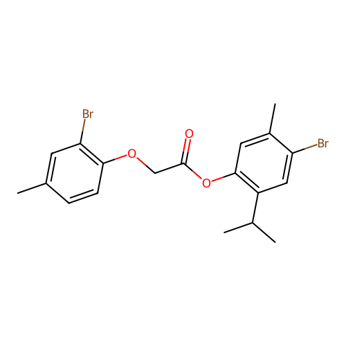4-Bromo-2-isopropyl-5-methylphenyl (2-bromo-4-methylphenoxy)acetate structure