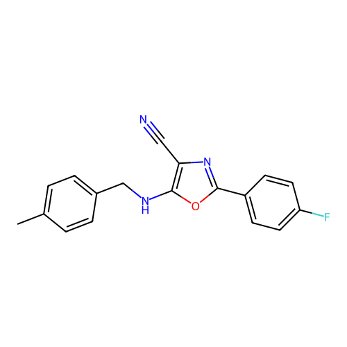 2-(4-Fluorophenyl)-5-[(4-methylbenzyl)amino]-1,3-oxazole-4-carbonitrile structure