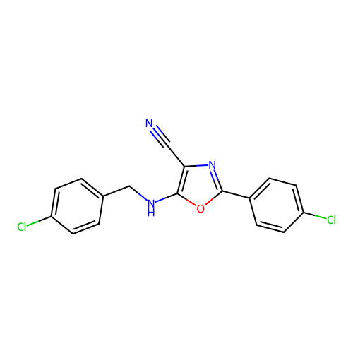 5-[(4-Chlorobenzyl)amino]-2-(4-chlorophenyl)-1,3-oxazole-4-carbonitrile structure