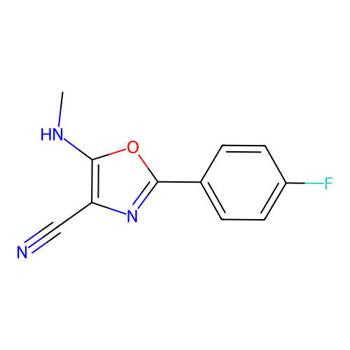 2-(4-Fluorophenyl)-5-(methylamino)-1,3-oxazole-4-carbonitrile structure
