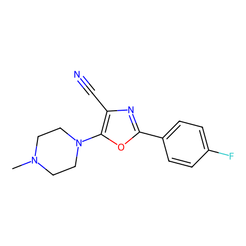 2-(4-Fluorophenyl)-5-(4-methylpiperazin-1-yl)-1,3-oxazole-4-carbonitrile structure