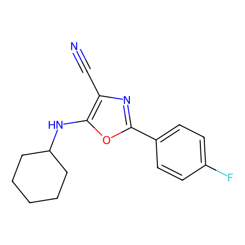 5-(Cyclohexylamino)-2-(4-fluorophenyl)-1,3-oxazole-4-carbonitrile structure