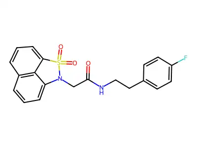 2-(2,2-dioxo-2lambda6-thia-3-azatricyclo[6.3.1.04,12]dodeca-1(11),4,6,8(12),9-pentaen-3-yl)-N-[2-(4-fluorophenyl)ethyl]acetamide structure
