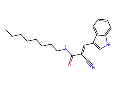 2-cyano-3-(1H-indol-3-yl)-N-octylprop-2-enamide structure