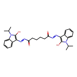 N'~1~,N'~6~-bis[(3E)-2-oxo-1-(propan-2-yl)-1,2-dihydro-3H-indol-3-ylidene]hexanedihydrazide structure