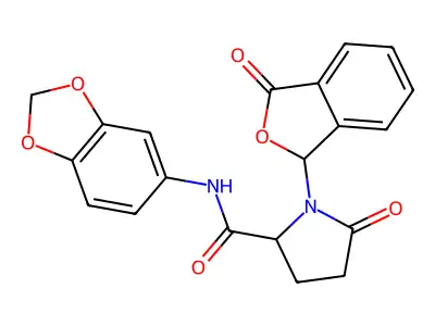 N-2H-1,3-Benzodioxol-5-yl-5-oxo-1-(3-oxo-1,3-dihydro-2-benzofuran-1-yl)prolinamide structure