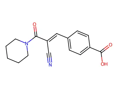 4-[2-Cyano-2-(piperidine-1-carbonyl)eth-1-en-1-yl]benzoic acid structure