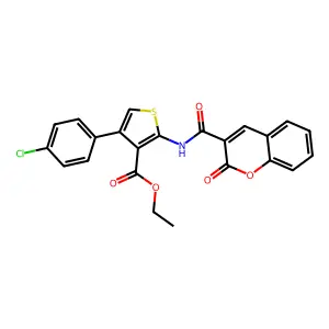 ethyl 4-(4-chlorophenyl)-2-[(2-oxochromen-3-yl)carbonylamino]thiophene-3-carbo xylate structure