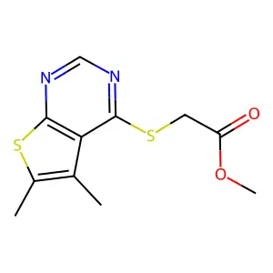 Methyl [(5,6-dimethylthieno[2,3-d]pyrimidin-4-yl)thio]acetate structure