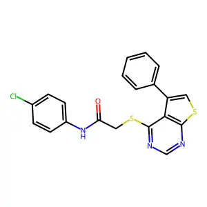 N-(4-Chlorophenyl)-2-({5-phenylthieno[2,3-D]pyrimidin-4-YL}sulfanyl)acetamide structure