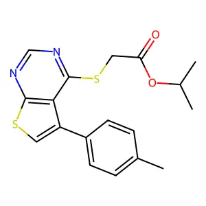 Methylethyl 2-[5-(4-methylphenyl)thiopheno[3,2-e]pyrimidin-4-ylthio]acetate structure