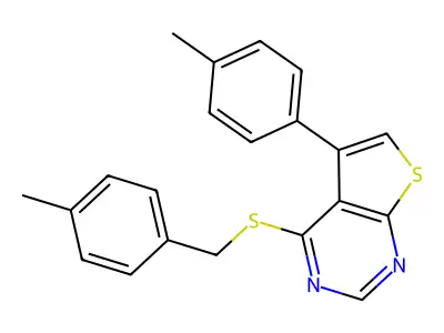 4-[(4-Methylbenzyl)sulfanyl]-5-(4-methylphenyl)thieno[2,3-d]pyrimidine structure