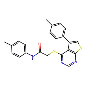 N-(4-methylphenyl)-2-{[5-(4-methylphenyl)thieno[2,3-d]pyrimidin-4-yl]sulfanyl}acetamide structure
