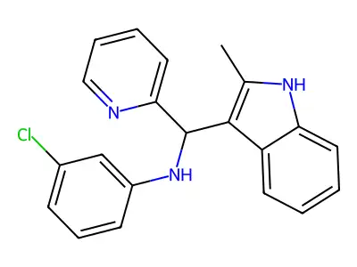 3-chloro-N-[(2-methyl-1H-indol-3-yl)(pyridin-2-yl)methyl]aniline structure