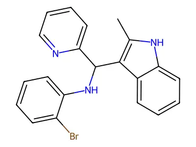 2-bromo-N-[(2-methyl-1H-indol-3-yl)(pyridin-2-yl)methyl]aniline structure