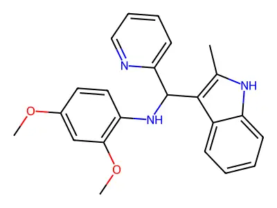 2,4-dimethoxy-N-[(2-methyl-1H-indol-3-yl)(pyridin-2-yl)methyl]aniline structure