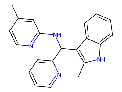 4-methyl-N-((2-methyl-1H-indol-3-yl)(pyridin-2-yl)methyl)pyridin-2-amine structure