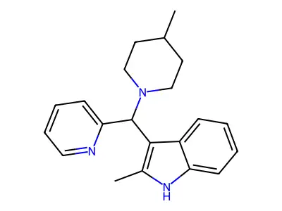 2-methyl-3-((4-methylpiperidin-1-yl)(pyridin-2-yl)methyl)-1H-indole structure