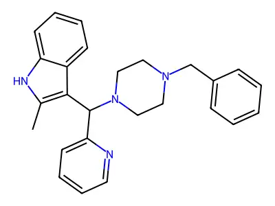 3-[(4-benzylpiperazin-1-yl)(pyridin-2-yl)methyl]-2-methyl-1H-indole structure