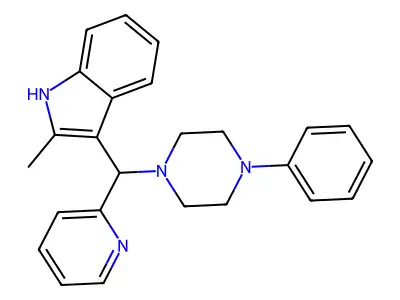 2-methyl-3-((4-phenylpiperazin-1-yl)(pyridin-2-yl)methyl)-1H-indole structure