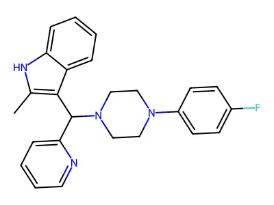 3-{[4-(4-fluorophenyl)piperazin-1-yl](pyridin-2-yl)methyl}-2-methyl-1H-indole structure