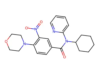 N-cyclohexyl-4-morpholin-4-yl-3-nitro-N-pyridin-2-ylbenzamide structure