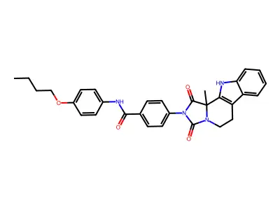 N-(4-Butoxyphenyl)-4-(11b-methyl-1,3-dioxo-5,6,11,11b-tetrahydro-1H-imidazo[1',5':1,2]pyrido[3,4-b]indol-2(3H)-yl)benzamide structure