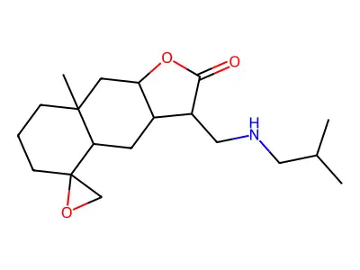 8a-methyl-3-[(2-methylpropylamino)methyl]spiro[3a,4,4a,6,7,8,9,9a-octahydro-3H-benzo[f][1]benzofuran-5,2'-oxirane]-2-one structure