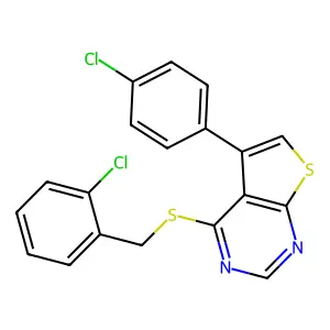 4-[(2-Chlorobenzyl)sulfanyl]-5-(4-chlorophenyl)thieno[2,3-d]pyrimidine structure