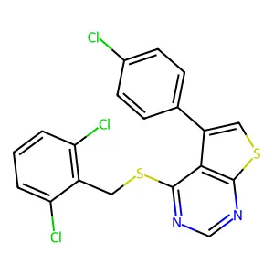 5-(4-Chlorophenyl)-4-[(2,6-dichlorobenzyl)sulfanyl]thieno[2,3-d]pyrimidine structure