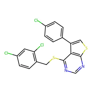 5-(4-Chlorophenyl)-4-[(2,4-dichlorobenzyl)sulfanyl]thieno[2,3-d]pyrimidine structure