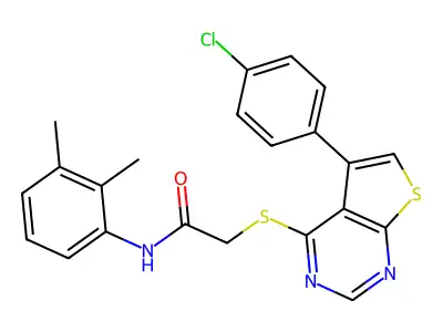 N-(2,3-dimethylphenyl)-2-[5-(4-chlorophenyl)thiopheno[3,2-e]pyrimidin-4-ylthio]acetamide structure