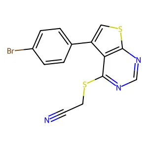 2-[5-(4-Bromophenyl)thieno[2,3-d]pyrimidin-4-yl]sulfanylacetonitrile structure