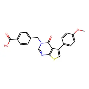 4-{[5-(4-methoxyphenyl)-4-oxo-3H,4H-thieno[2,3-d]pyrimidin-3-yl]methyl}benzoic acid structure