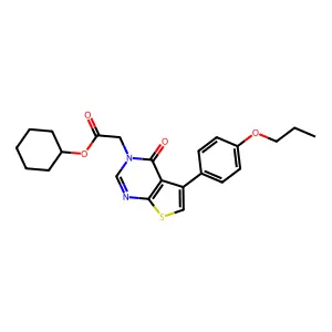 cyclohexyl (4-oxo-5-(4-propoxyphenyl)thieno[2,3-d]pyrimidin-3(4H)-yl)acetate structure