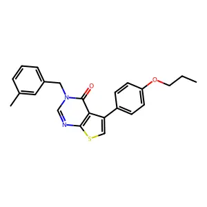 3-[(3-Methylphenyl)methyl]-5-(4-propoxyphenyl)thieno[2,3-d]pyrimidin-4-one structure