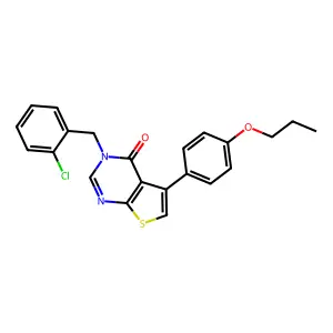 3-(2-chlorobenzyl)-5-(4-propoxyphenyl)thieno[2,3-d]pyrimidin-4(3H)-one structure