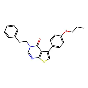3-(2-phenylethyl)-5-(4-propoxyphenyl)thieno[2,3-d]pyrimidin-4(3H)-one structure
