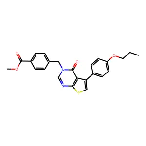Methyl 4-[[4-oxo-5-(4-propoxyphenyl)thieno[2,3-d]pyrimidin-3-yl]methyl]benzoate structure