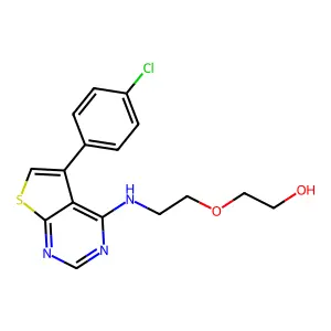 2-[2-[[5-(4-Chlorophenyl)thieno[2,3-d]pyrimidin-4-yl]amino]ethoxy]ethanol structure