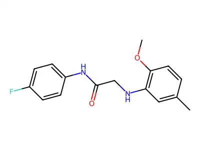 N-(4-fluorophenyl)-2-[(2-methoxy-5-methylphenyl)amino]acetamide structure