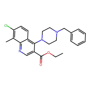 Ethyl 4-(4-benzylpiperazin-1-yl)-7-chloro-8-methylquinoline-3-carboxylate structure