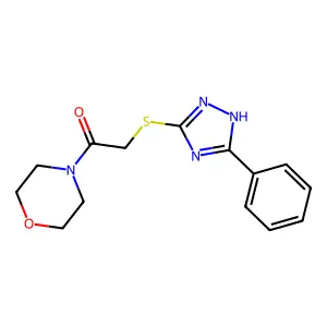 1-Morpholin-4-yl-2-(5-phenyl-4H-[1,2,4]triazol-3-ylsulfanyl)-ethanone structure