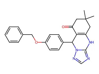 9-[4-(benzyloxy)phenyl]-6,6-dimethyl-5,6,7,9-tetrahydro[1,2,4]triazolo[5,1-b]quinazolin-8(4H)-one structure